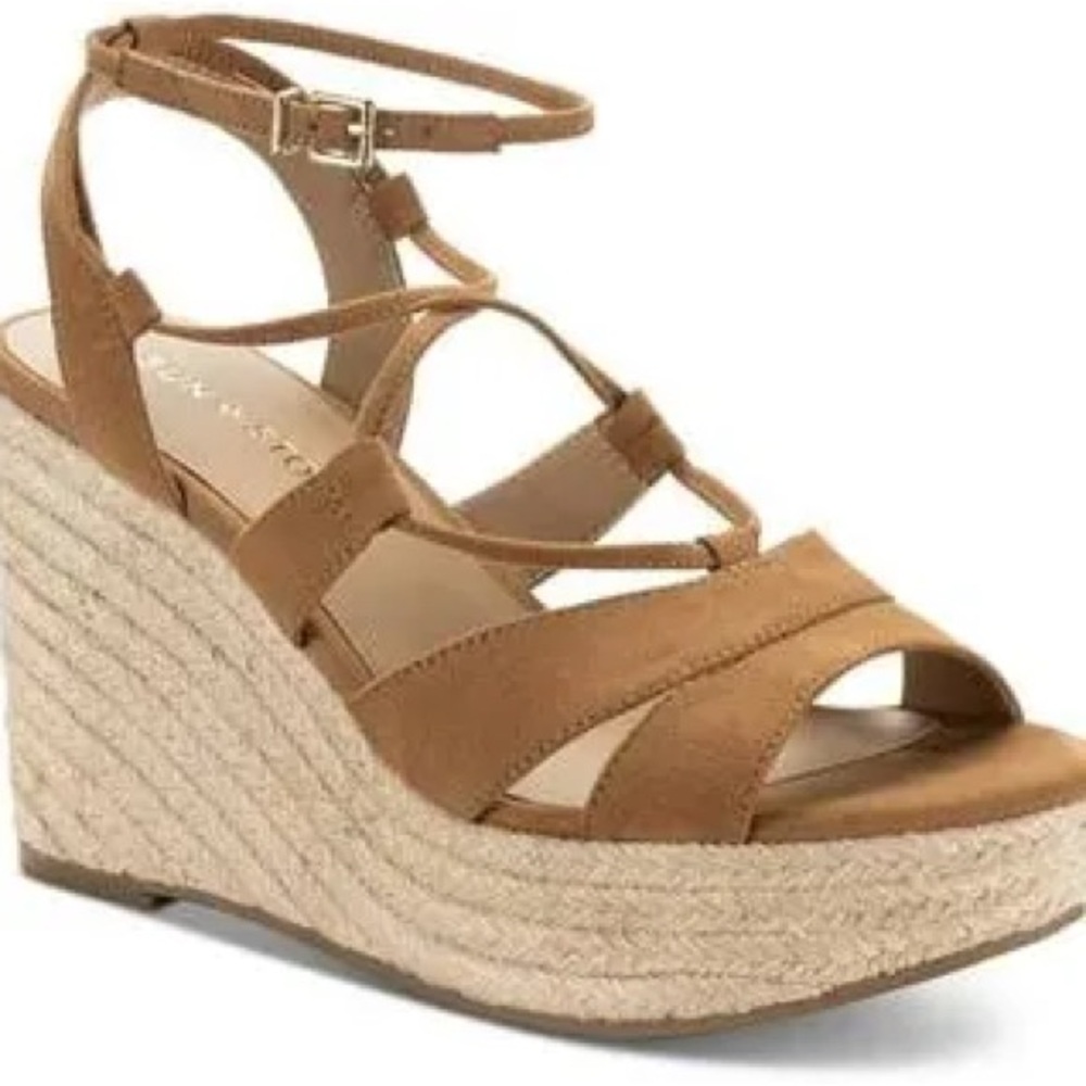 SUN & STONE Womens TIINSLEY Comfort Insole Faux Suede Wedge Sandals - NIB
